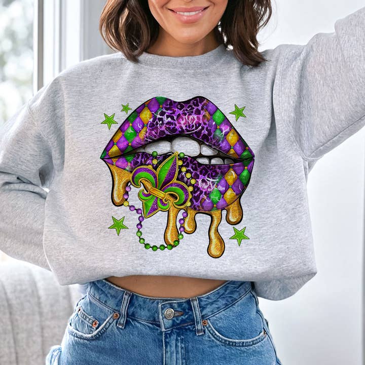 Mardi Gras Læber Perler Stjerner - Sød Fest NOLA Sweatshirt for engroshandel hos House Of Rodan