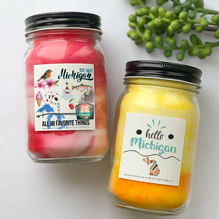 Kerzen im Glas, 16 Unzen, Michigan Designs Collection für den Großhandel von Coyer Candle Co.