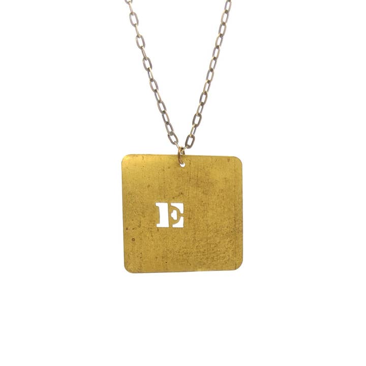 Amy Pfaffman Jewelry - Wholesale Pendant/Charm Necklace - Vintage brass number and letter stencil necklace9