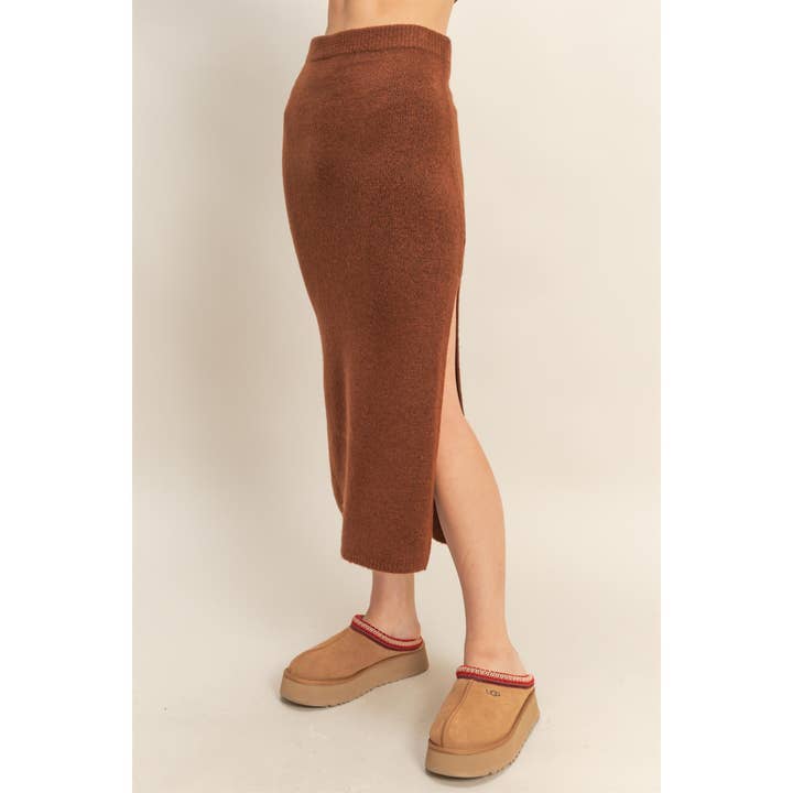 Double Zero - Wholesale Top & Skirt Set - Women's - Button Front Vest & Midi Skirt Knit Set10