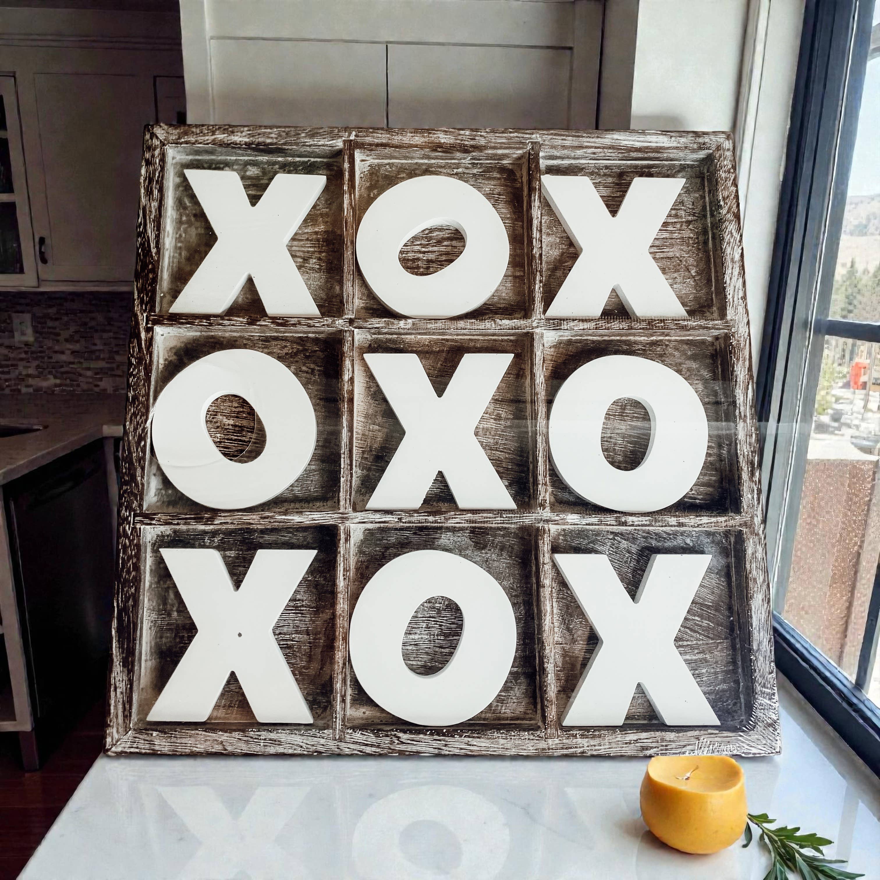 Gia Roma - Wholesale Decorative Tabletop Object - Wooden Tabletop Game + Decor, Tic Tac Toe Wood Game, Rustic30