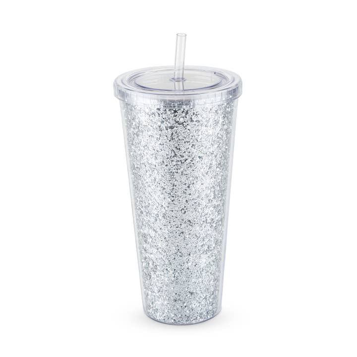 Glam Silver Double Walled Glitter Tumbler for wholesale by Blush