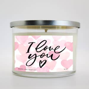 valentine candle, i heart love you soy blend wax candle novelty gift jar tin