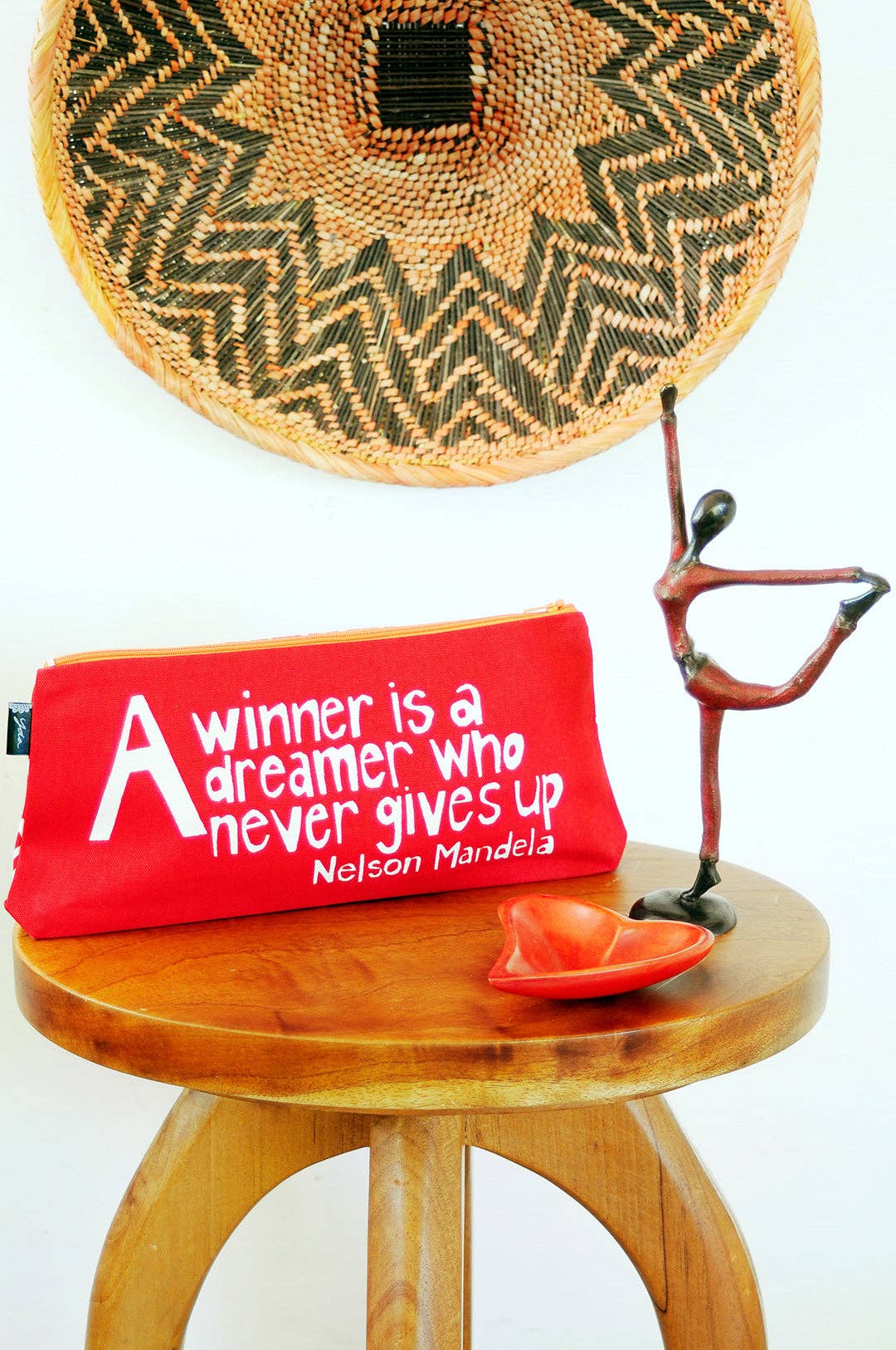 African Modern - Wholesale Pouch - Women's - Red <i>A Winner is a Dreamer</i> 12" Mandela Pouch1