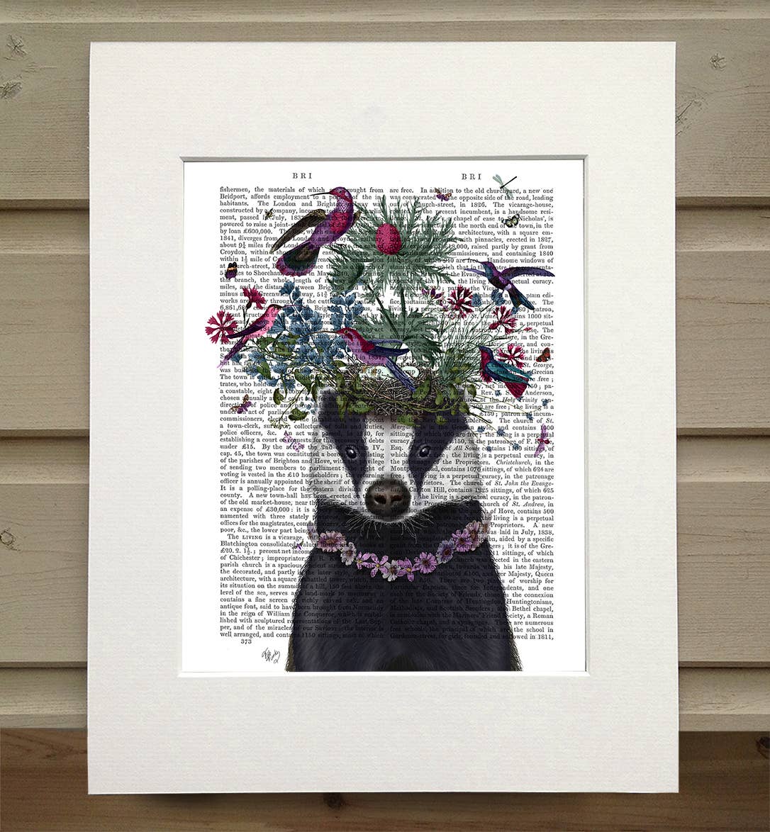 FabFunky Ltd - Wholesale Art Print - Badger Birdkeeper Book Print / Art Print / Wall Art0