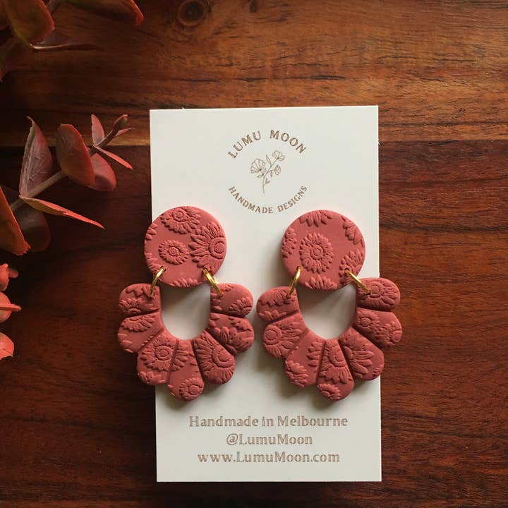 Lumu Moon Handmade Designs - Wholesale Stud/post earrings - Sunflower Basic Frill Floral Earrings3