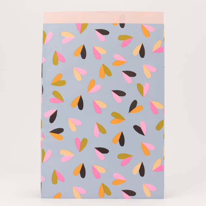 liebevoll verpackt - Vente Pochette cadeau - Sacs en papier cœurs bicolores, bleu