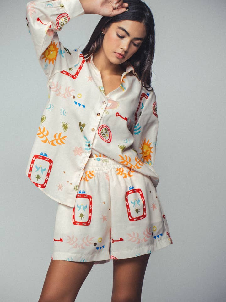 MULTI Mystical Nature Print Relaxed Lounge Set for wholesale on Faire