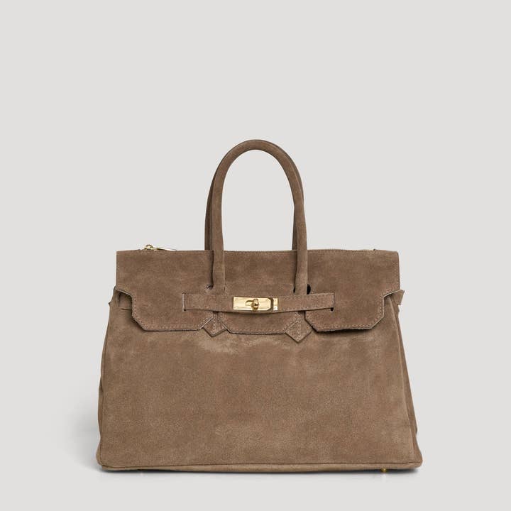Prestige Milano - Wholesale Tote bag – Women's - Borsa Elizabeth in camoscio taupe e pelle Togo