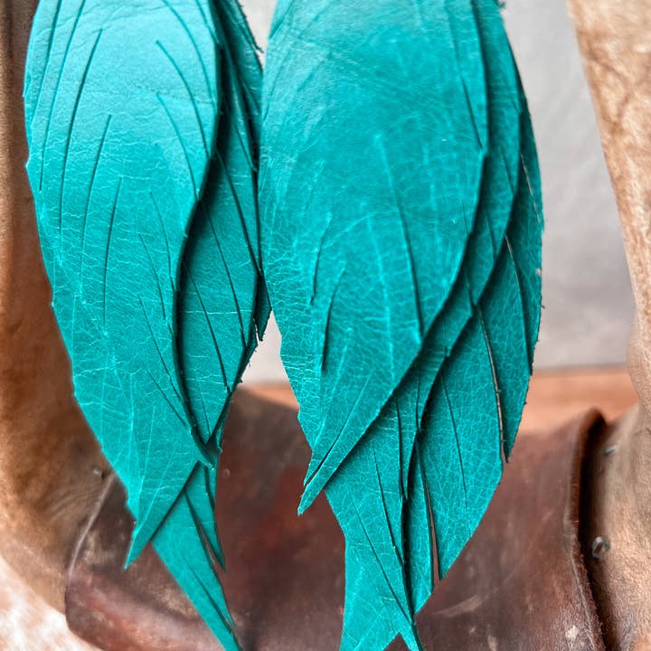 Fringed In Faith - Wholesale Tassel Earrings - Dawson Fringe Feather | Teal1