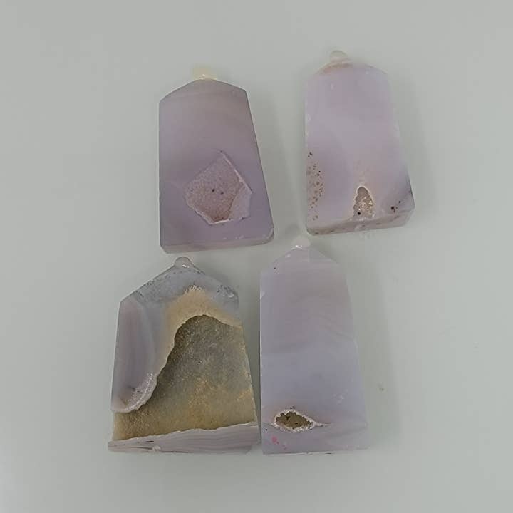5.1oz Agate with Druzy 4 sided points for wholesale by The Cozmic Cauldron
