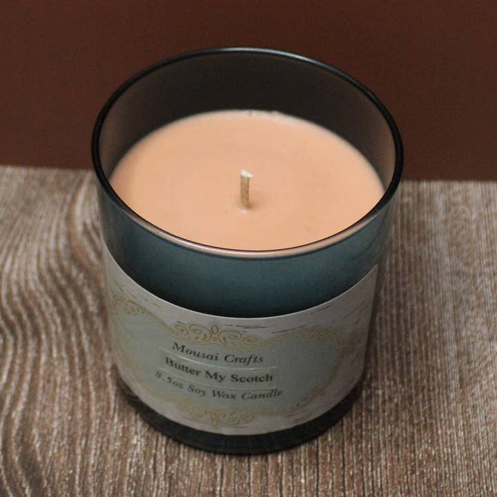 Mousai Crafts - Wholesale Jar/Filled Candle - Butter My Scotch 8.5oz Soy Wax Candle