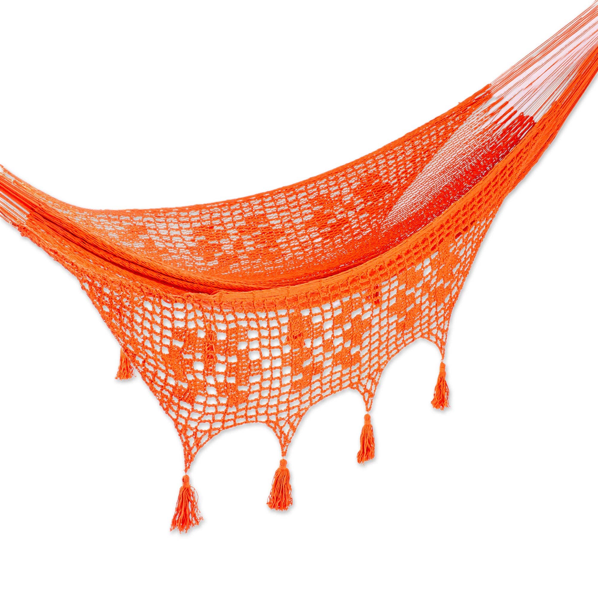 NOVICA - Wholesale Hammock - Novica Handmade Veranda In Orange Rope Hammock (Single)1