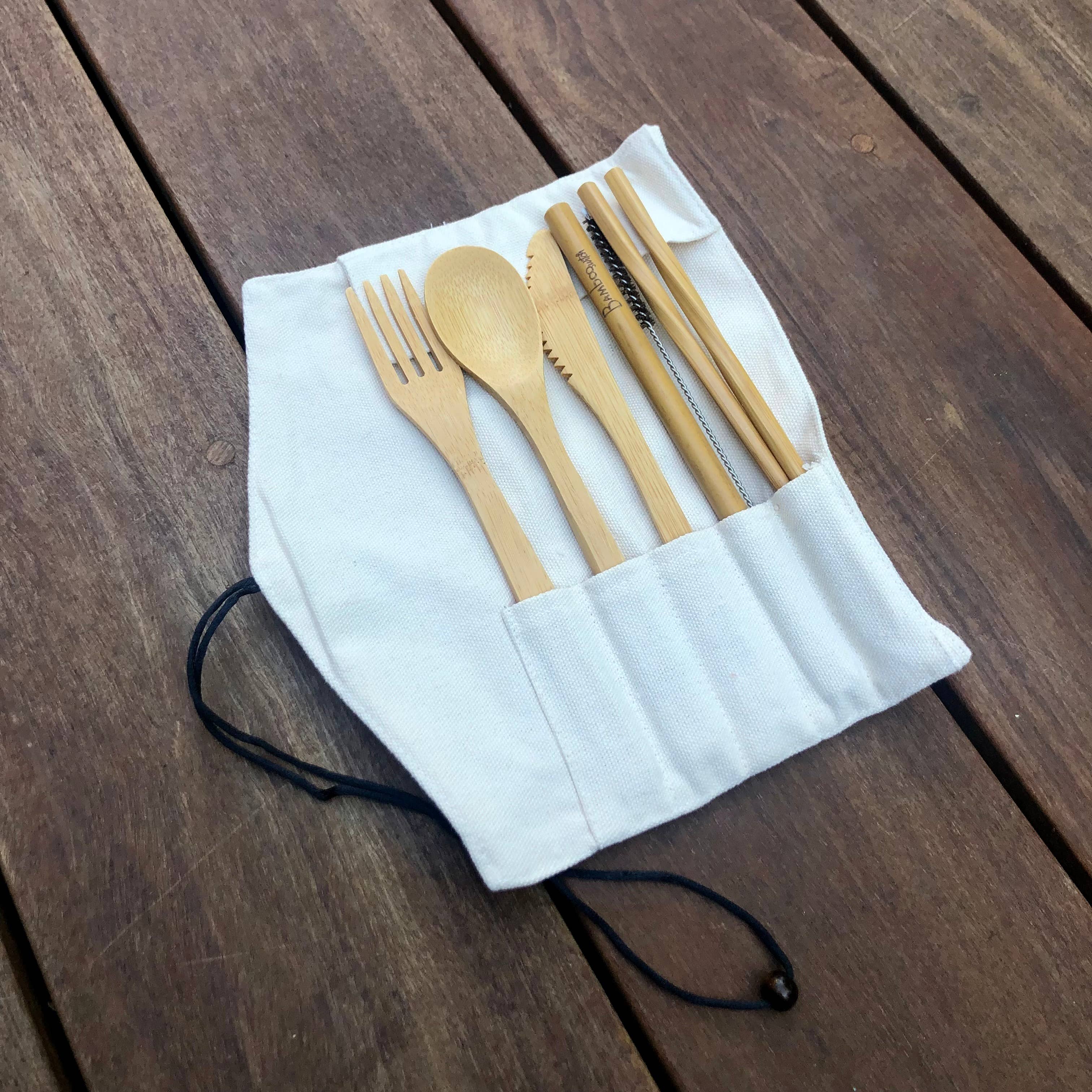 Bamboo Switch - Wholesale Travel Utensil Set - Bamboo Travel Cutlery Set | Beige 4
