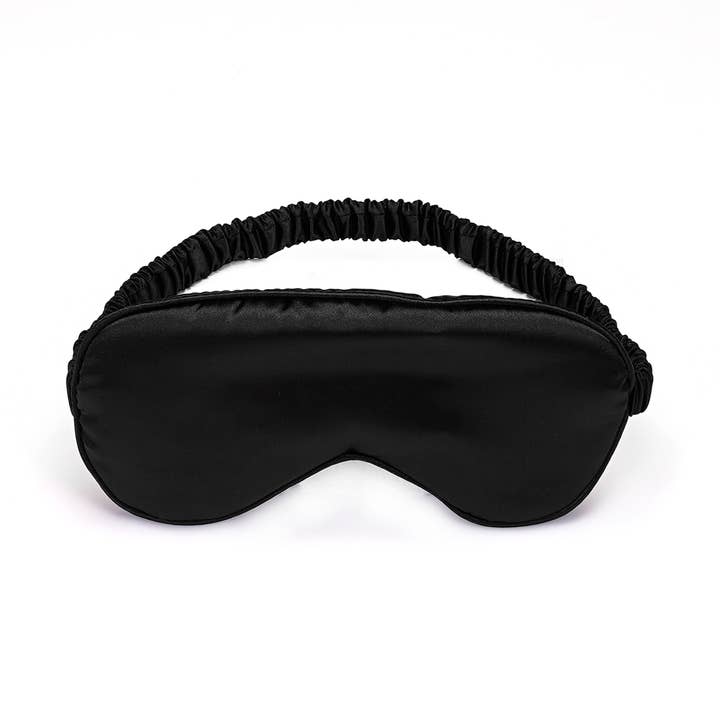 Mascherina per dormire setosa super morbida con benda in raso nera per la vendita all'ingrosso da parte di Liebe Seele