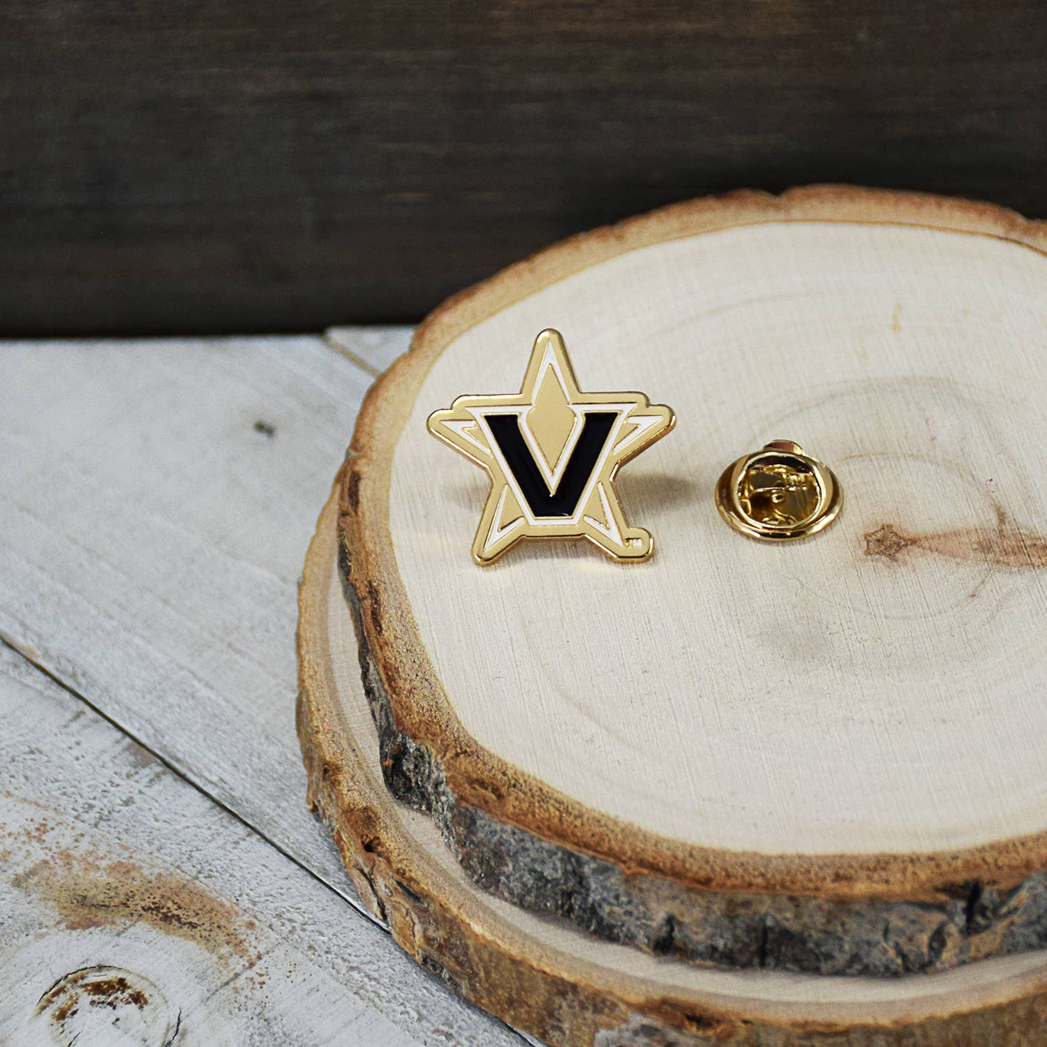 Fan Frenzy Gifts - Wholesale Lapel Pin/Button - Vanderbilt University Commodores V Logo Gold Pin1