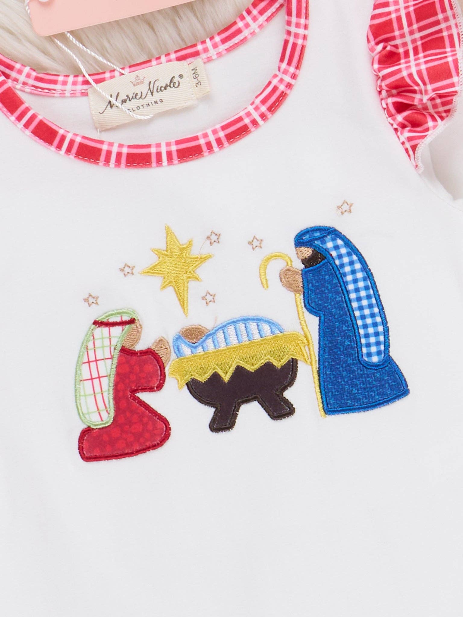 Marie Nicole Clothing - Wholesale Jumpsuit - Baby - Faith & Joy Embroidered Ruffle Romper1