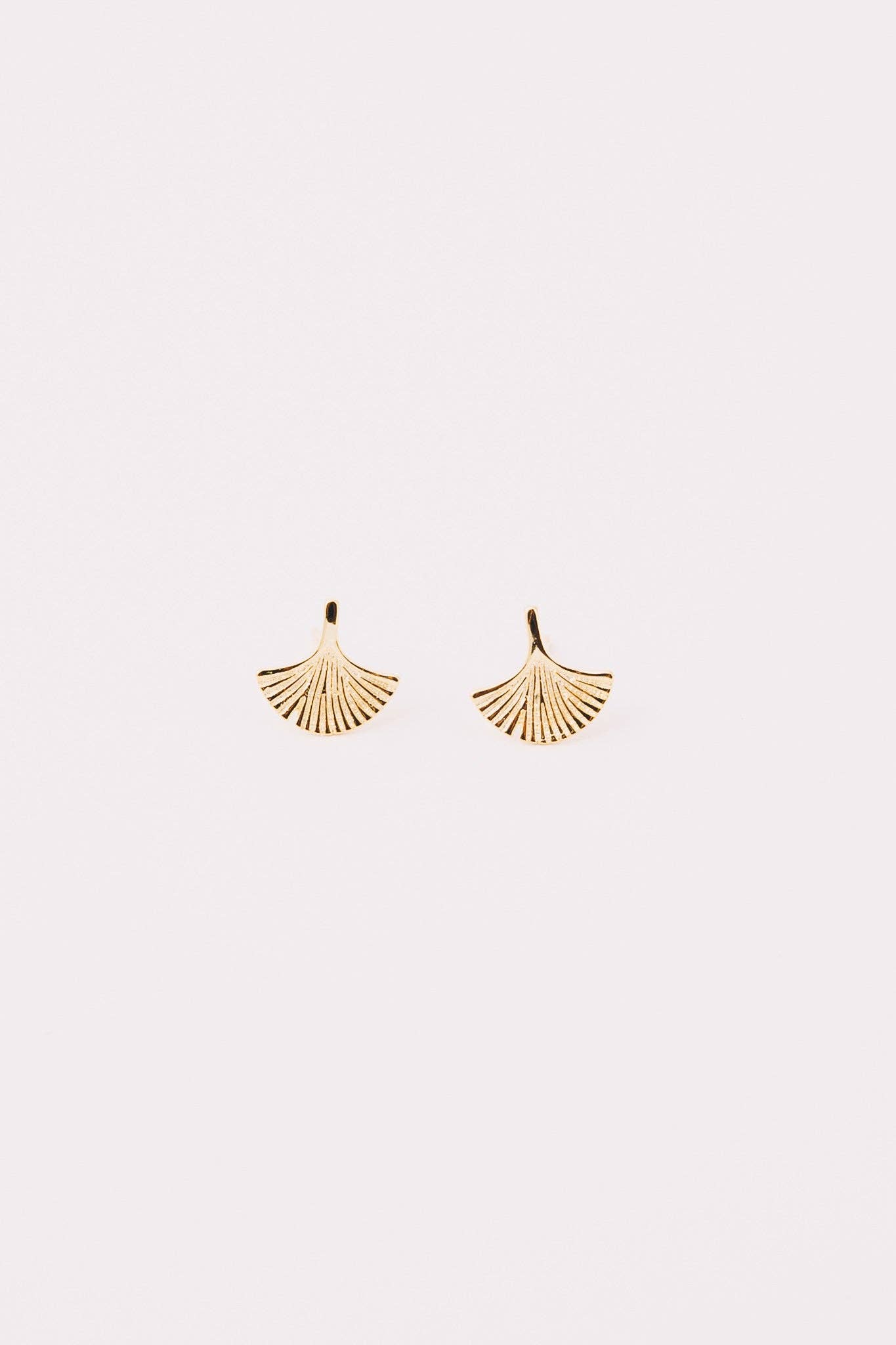 Janna Conner - Wholesale Dangle Earrings - Ginkgo Leaf Stud Earrings | 18k Gold Plating over .925 Silver0