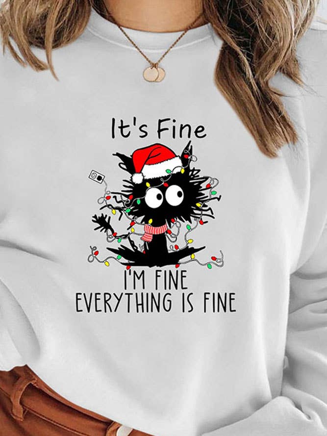 UNISHE - Wholesale Graphic Sweatshirt - Women's - Funny cat Christmas Sweatshirt STC189D022