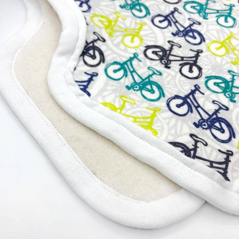 Sunny Day Designs - Wholesale Burp Cloth - Baby - Whimsical Wheelies Organic Cotton Burp Cloth1