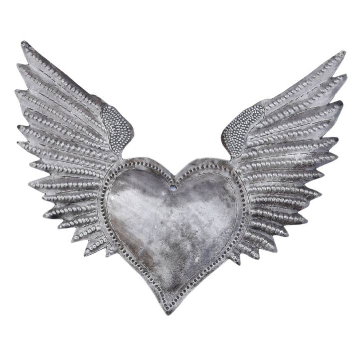 Handmade Haitian Metal Heart with Wings – Fair Trade for wholesale by Haiti Fair Trade~ It's Cactus
