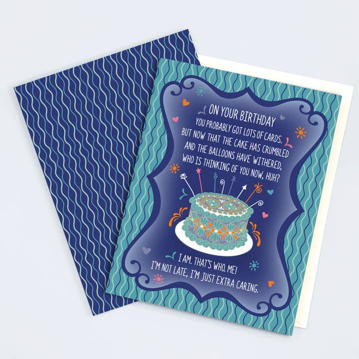 Belated Birthday Card – Who Is Thinking of You Now? for wholesale by B.Goods Designs