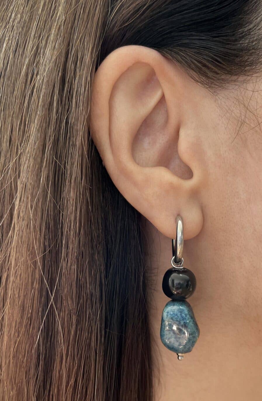 Blanca Olmos Studio - Wholesale Dangle Earrings - Lightweight ceramic earrings Fortuna hoop in various colors-New2