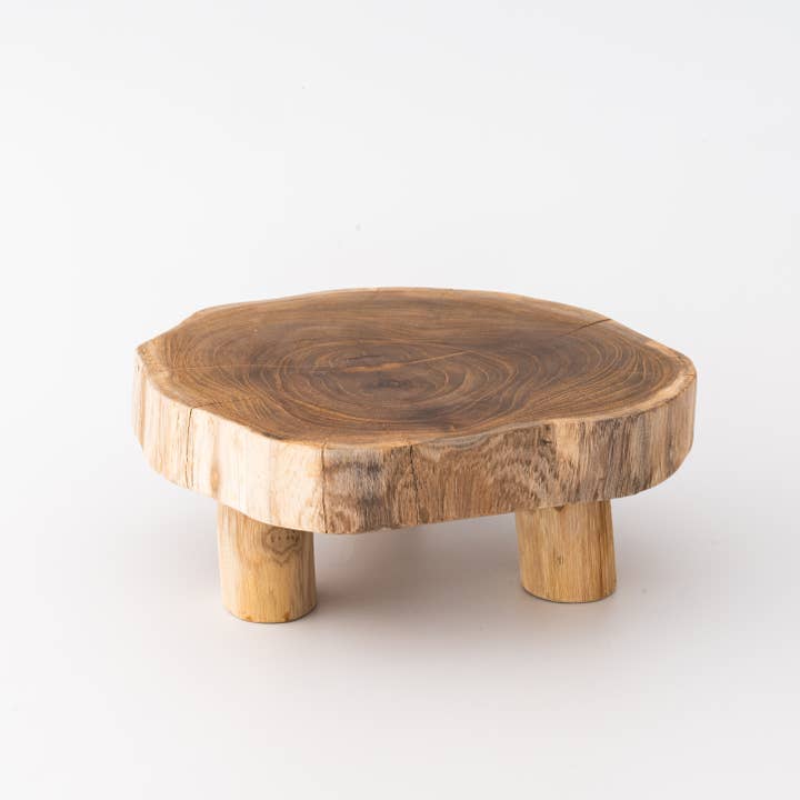 Sandstone & Sage - Vente Décorations de table - Présentoir en teck à bord brut | Bois naturel au style primitif