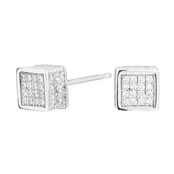 Cube Cube Square Silver Earrings for wholesale by Itemporality