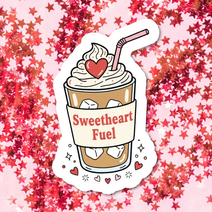 Romance Coffee Valentine's Day Waterproof Vinyl Sticker for wholesale by Stickers+ X Ashley Bexar