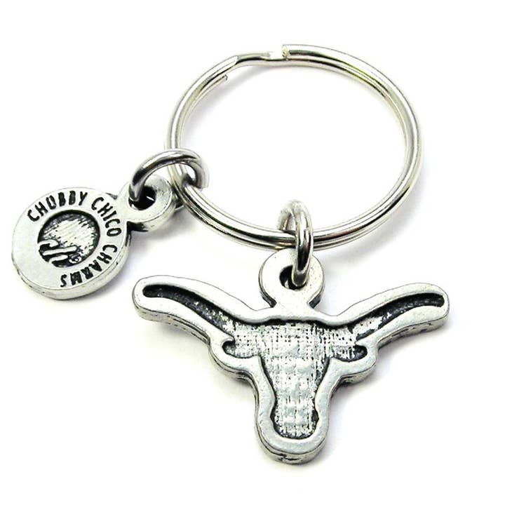Longhorn Silhouette Key Chain Sports School Teams Mascots for wholesale by Chubby Chico Charms