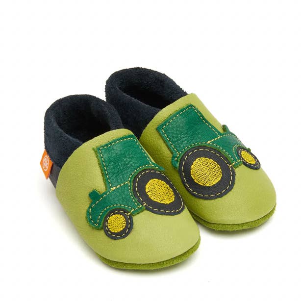 Herbet the Tractor soft baby shoes - aged 2-9 months for wholesale by Bumble&Blue Staging