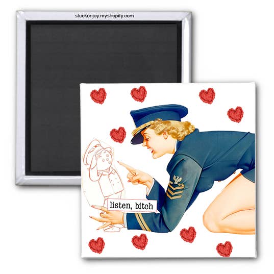 LUISTER, TRUT, GRAPPIGE 2x2 MAGNEET voor wholesale door Stuck On Joy