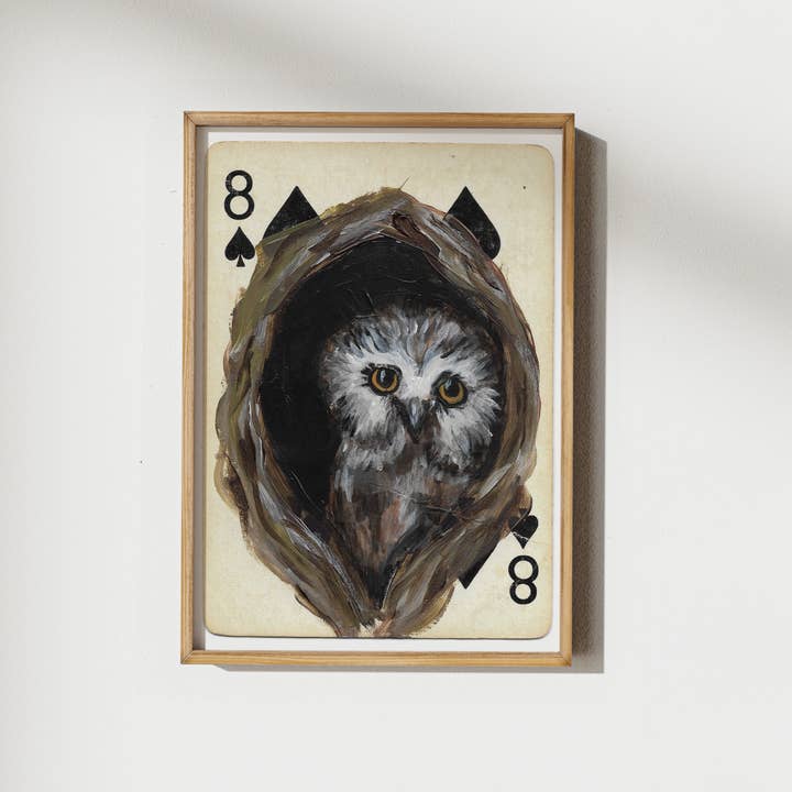 The Watchful Owl: Eight of Spades - Fine Art Print for wholesale by LinHopArt