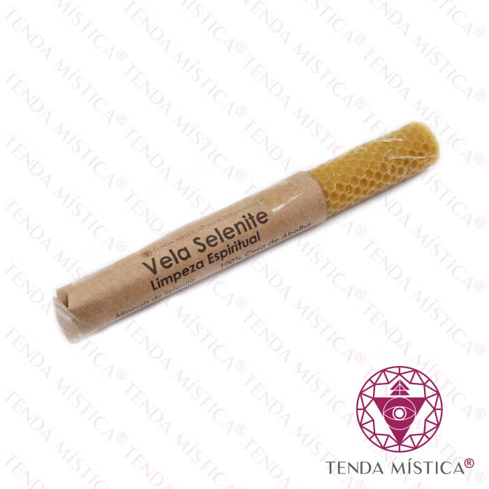 Bougie Nid d'Abeille + Sélénite pour la vente par Tenda Mística