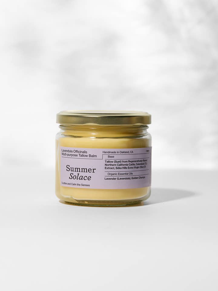 Lavendula – Bálsamo de Sebo a Granel, Frasco de Vidro de 11,5 oz por atacado de SUMMER SOLACE- Regenerative Tallow Beauty