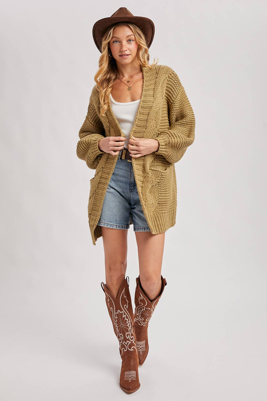 Bluivy - Vente Cardigan – femme - CARDIGAN À MANCHE LANTERNE À CÂBLE17