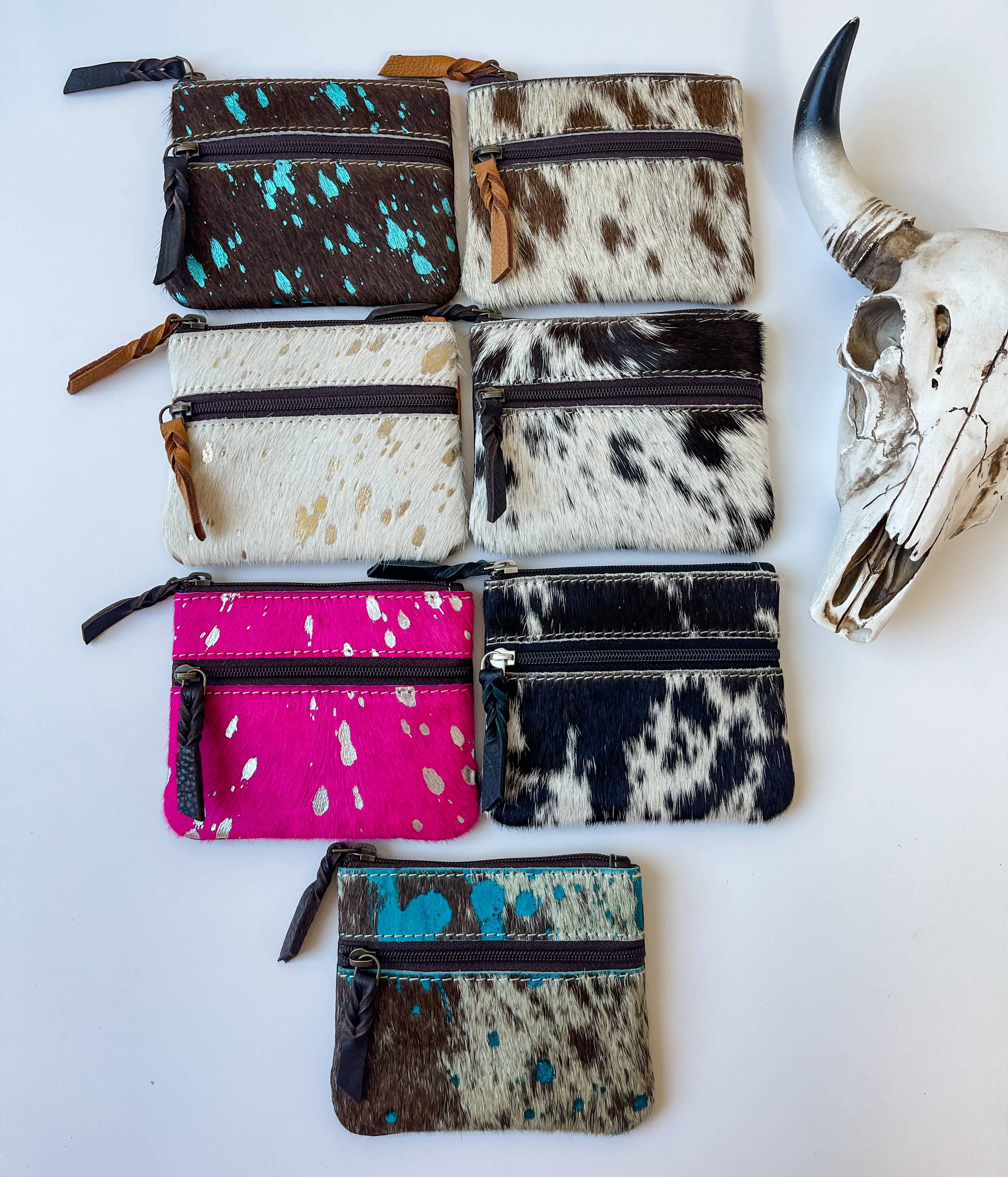 Boho Ranch Shop - Vente Porte-monnaie – femme - Pochette à monnaie Western en peau de vache3