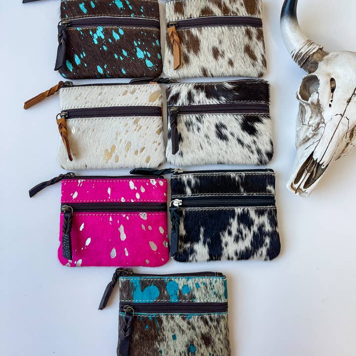 Boho Ranch Shop - Vente Porte-monnaie – femme - Pochette à monnaie Western en peau de vache3