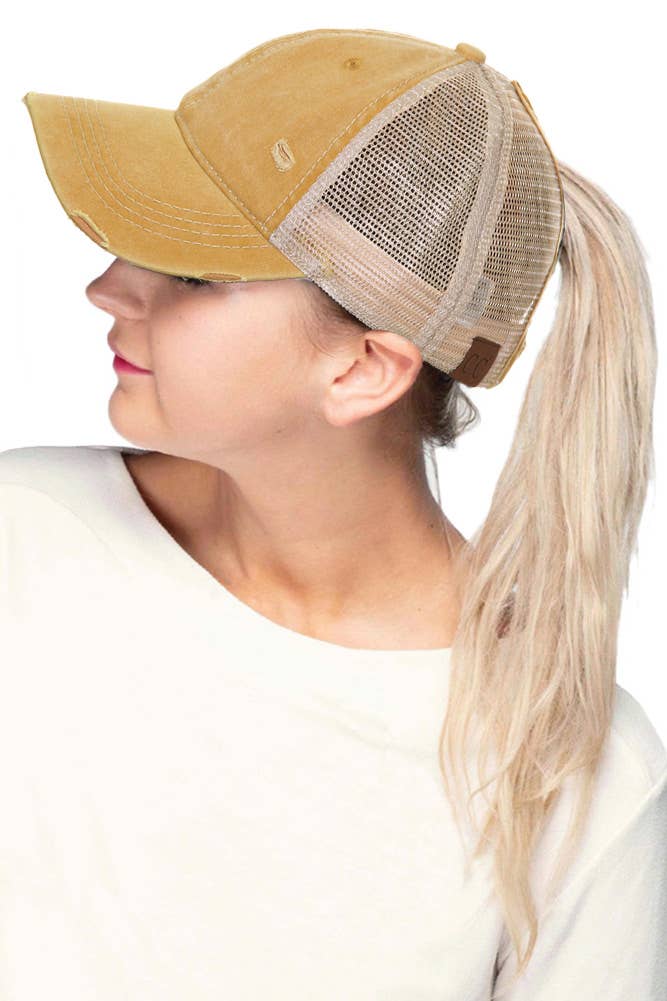 Hana - Wholesale Ponytail Cap - Women's - C.C Brand Mesh Back Ponytail Baseball Cap11