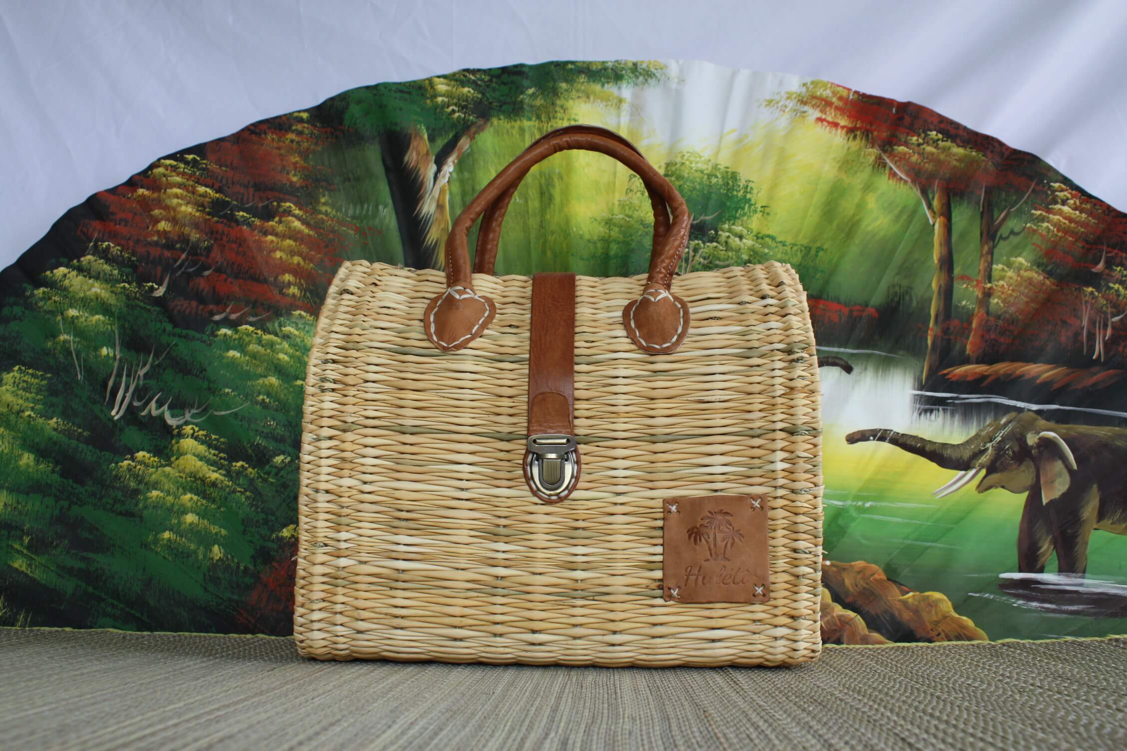 Boutique Huléti - Wholesale Beach Bag - Basket Suitcase with Leather Clasp - Handbag - Shoulder Bag - Shoulder Bag - Hand-woven Handmade - UNIQUE CREATION - HULÉTI1