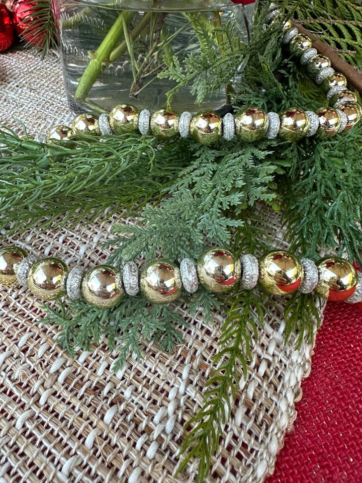Gold & Jeweled Ball Tree Garland for wholesale by RACHEL GEORGE
