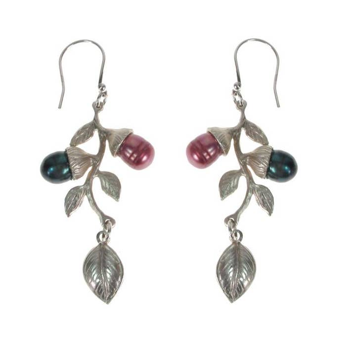 Sterling Branch & Double Pearl Earrings for wholesale by Erica Zap Designs