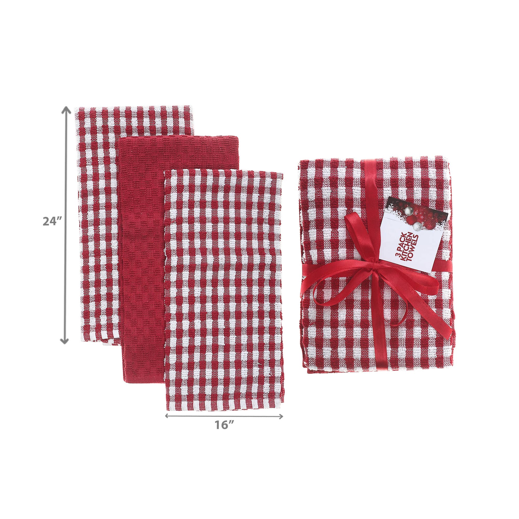 IH Casa Decor - Wholesale Tea Towel - 3 PACK RED CHECKERED TERRY KITCHEN TOWELS2