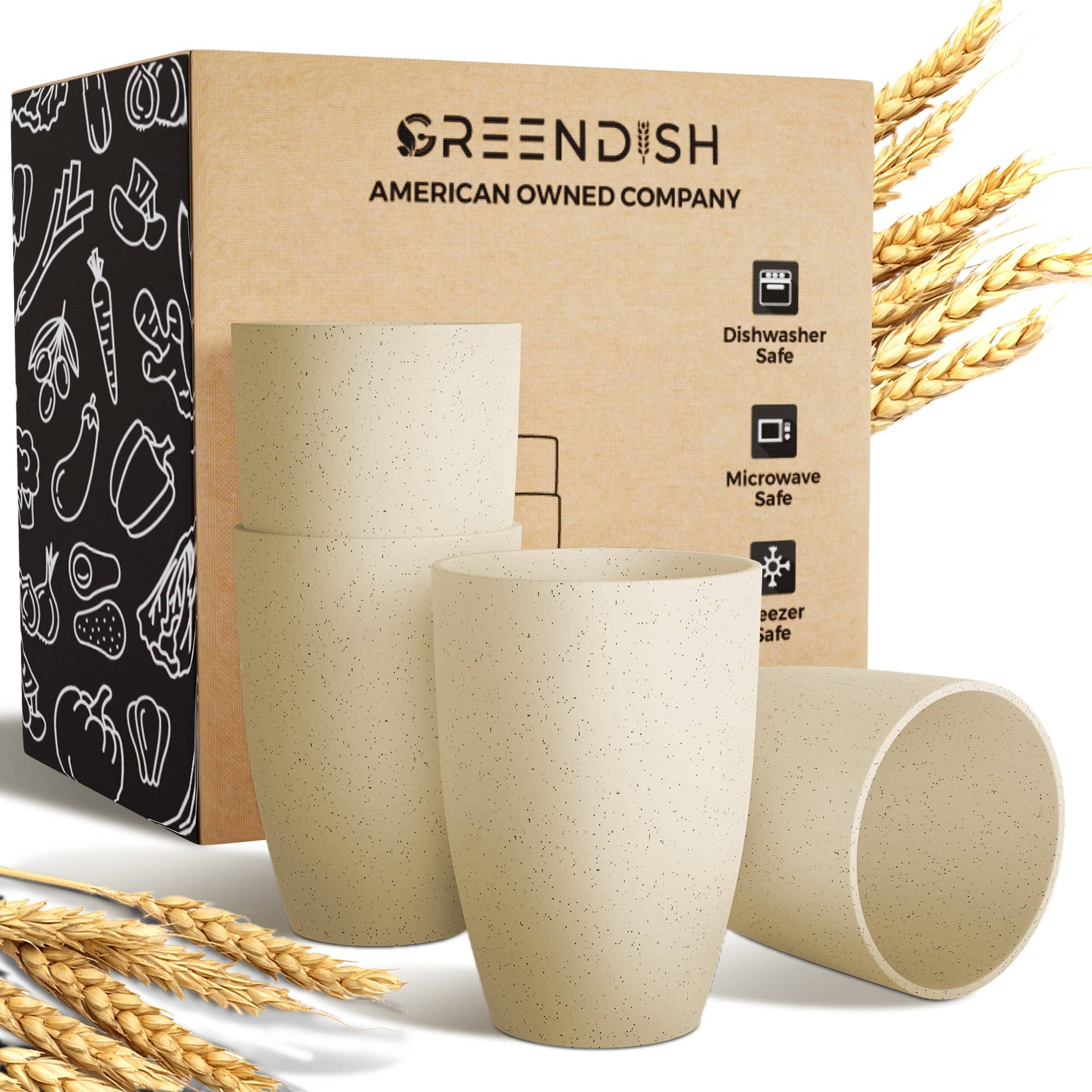 Greendish - Vente Verre/tasse - Ensembles de gobelets à boire en paille de blé écologique légers33