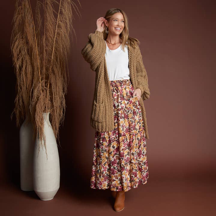 Kyler Oversized Chunky Hooded Patch Pocket Cardigan for wholesale by Elsie & Zoey