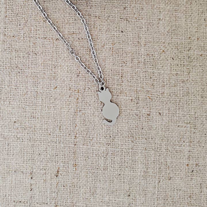 Small Cat Stainless Steel Necklace for wholesale by Covaly Artisan Jewelry