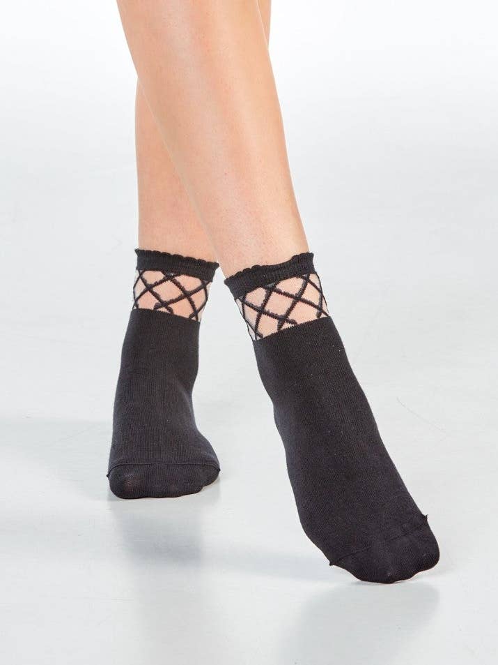 SARAH check - black for wholesale by DAILYSOCKS