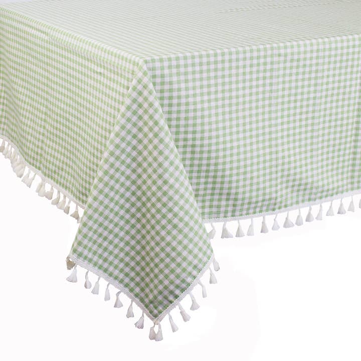 Fennco Styles - Wholesale Tablecloth - Rustic Gingham Check Tasseled Trim Cotton Blend Tablecloth4