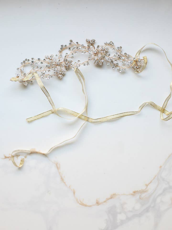 Crystal Headband with Gold Vine for wholesale by CoziMarkets